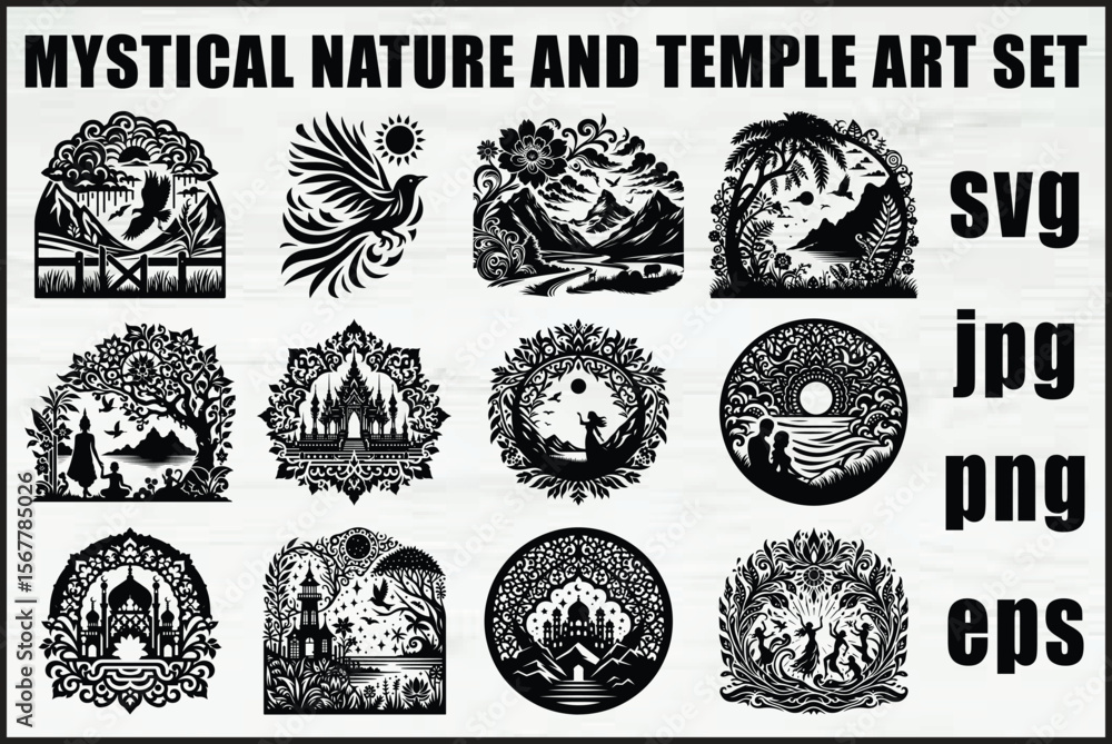 Fototapeta premium Mystical Nature vector Bundle 