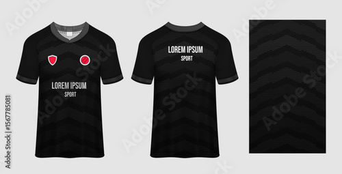 Black Soccer Jersey Mockup with Chevron Detailing