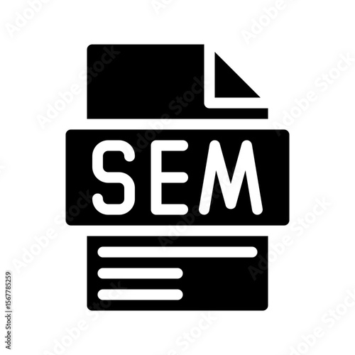 Sem Glyph Icon. File Document icon abbreviation for Paid Marketing in search engines