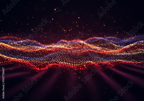 abstract background with stars, Abstract tech network data connections with orange, blue glowing dots, lines. Artificial intelligence neural network, machine learning, cloud computing concept. Digital