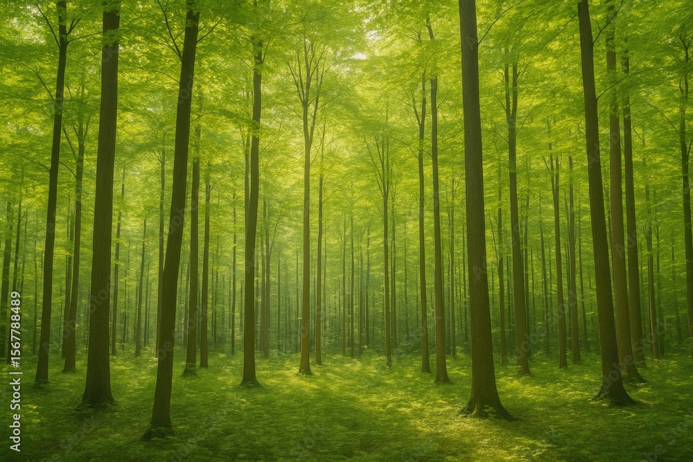 Majestic forest with towering trees Majestic forest with towering trees