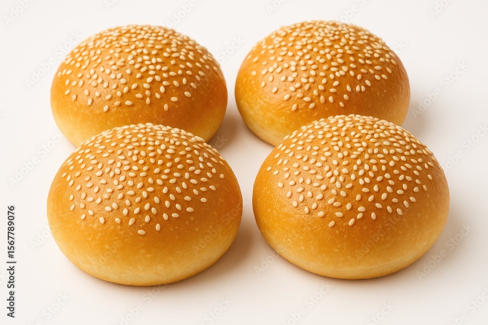 Delicious freshly baked bread rolls topped with sesame seeds Delicious freshly baked bread rolls topped with sesame seeds