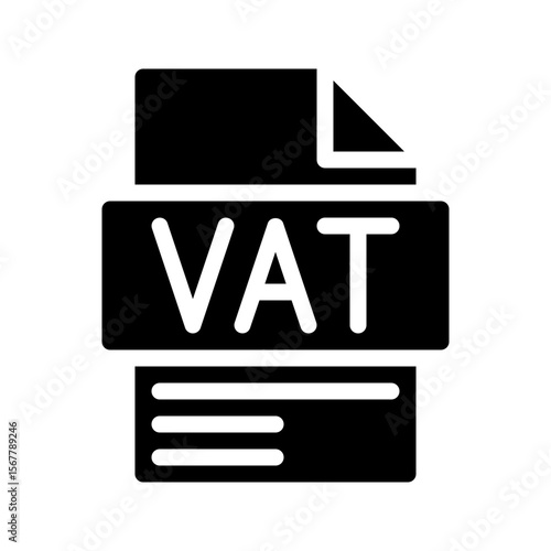 Vat Glyph Icon. File Document icon abbreviation for Value Added Tax