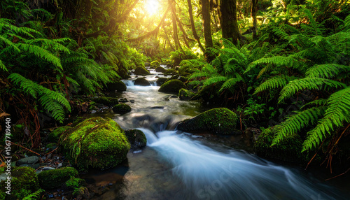 Tranquil Stream, Katoomba Falls, Blue Mountains, NSW, Australia: Lush Ferns & Verdant Forest Documentary Photography
