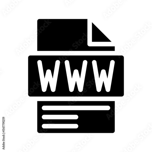 Www Glyph Icon. File Document icon is an abbreviation for the part of the internet that is publicly accessible.