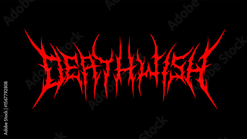 Deathwish typography vector in a striking and intense dark metal font style for t-shirt print apparel, sticker, poster, logo and more