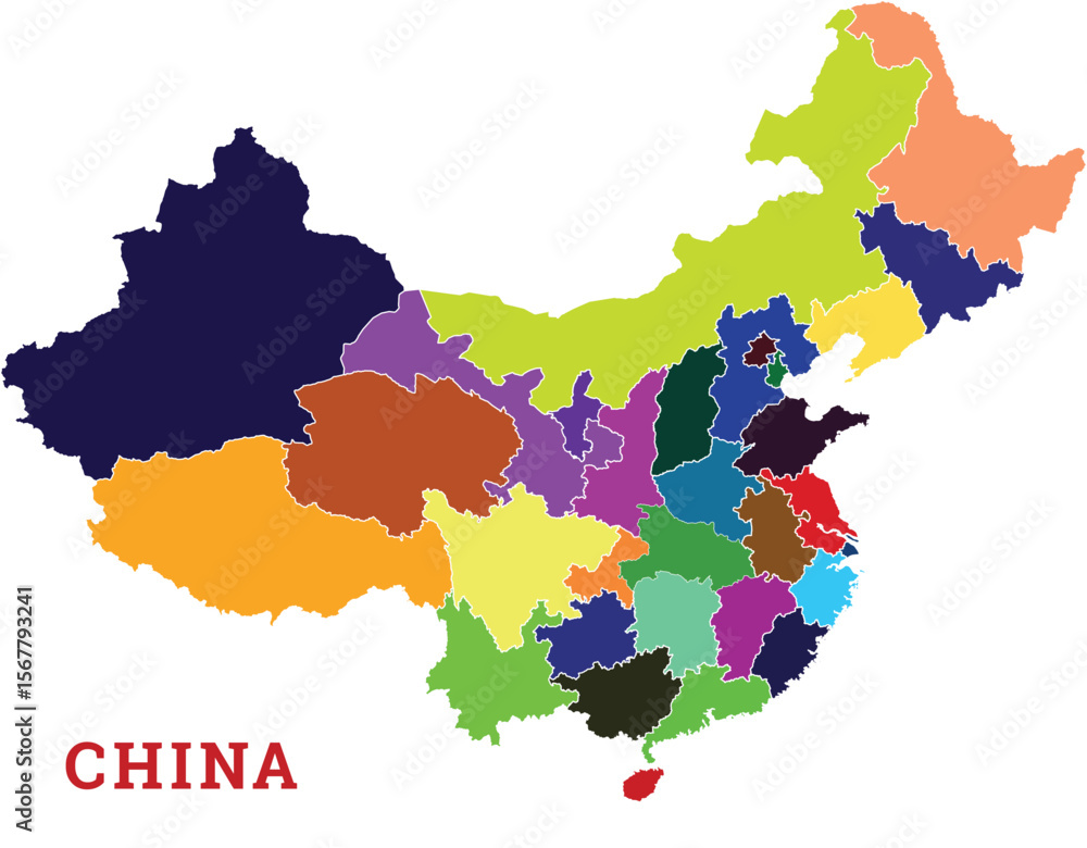 Obraz premium Map of China, Map of China states, 