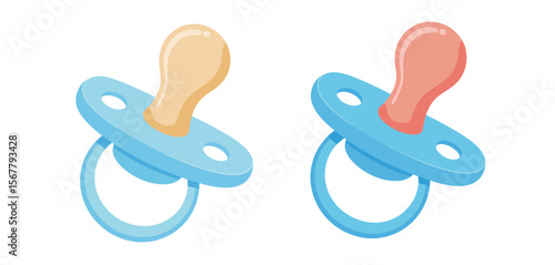 Two Baby Pacifiers in Light Blue and Pink