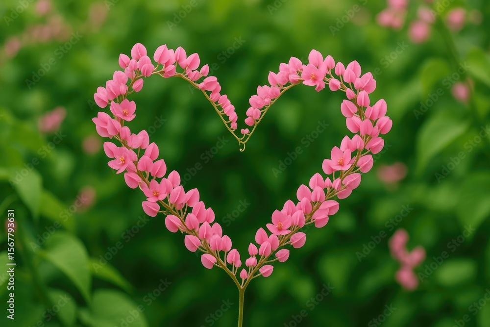 Love symbol created by Heart-shaped Coral Vine flower in sweet pink hue Love symbol created by Heart-shaped Coral Vine flower in sweet pink hue