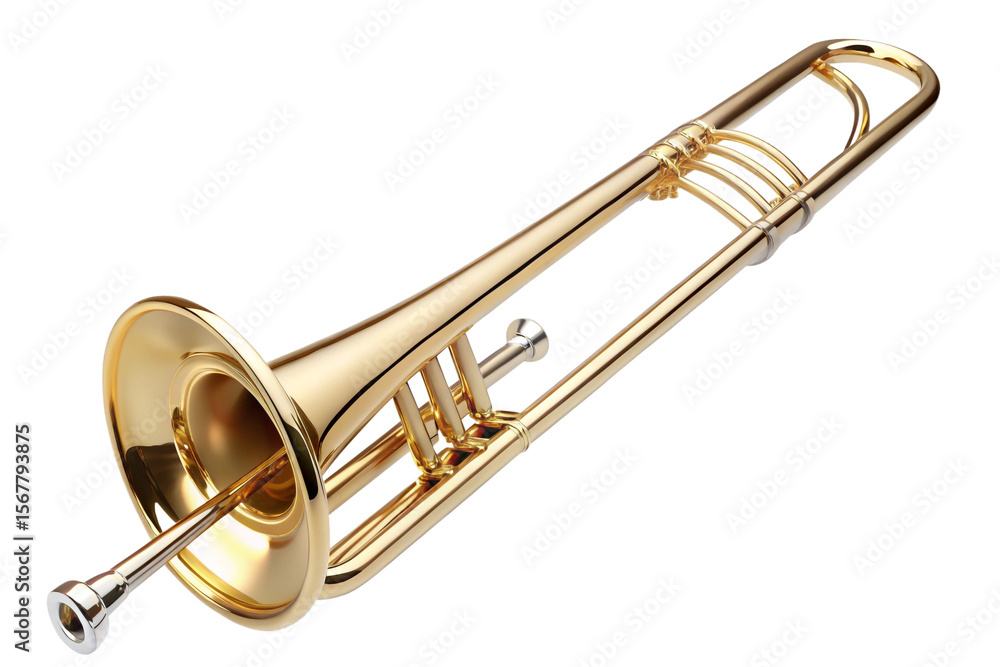 Obraz premium 3D Rendering of beautiful, trending and realistic Trombone with white background