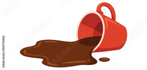 Spilled Red Coffee Cup Illustration