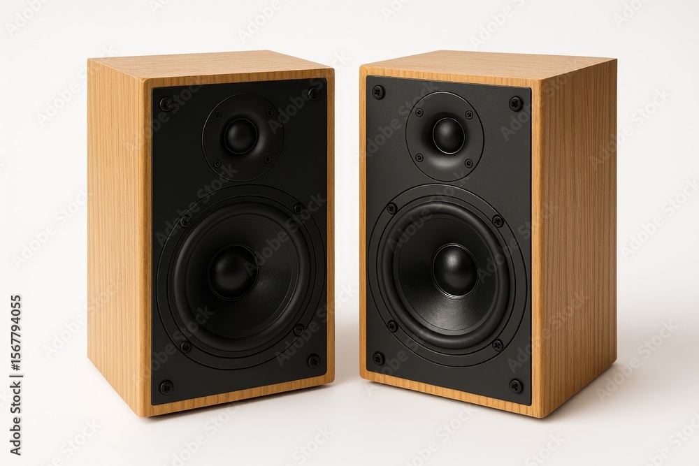 Fototapeta premium Audio output devices for listening on a plain white backdrop