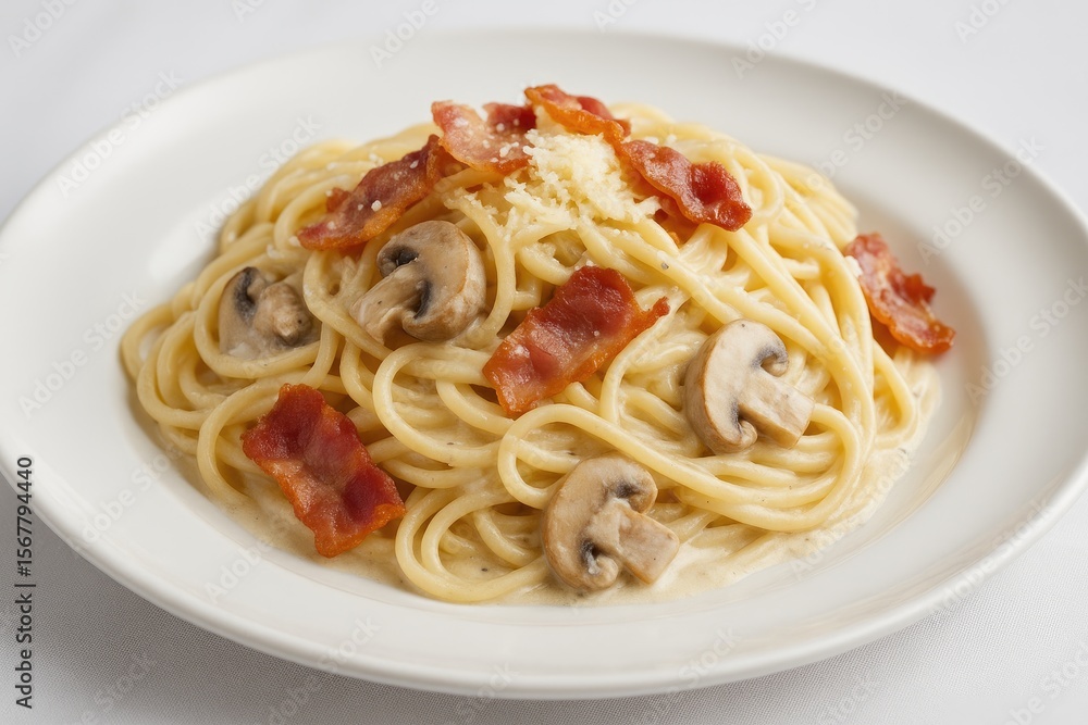 Creamy mushroom and bacon pasta dish Creamy mushroom and bacon pasta dish