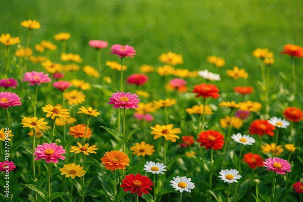 Fototapeta premium Vivid springtime scene with vibrant floral display