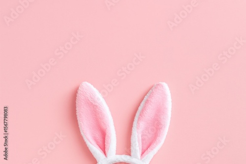 Pink background featuring bunny ears with space for custom text
