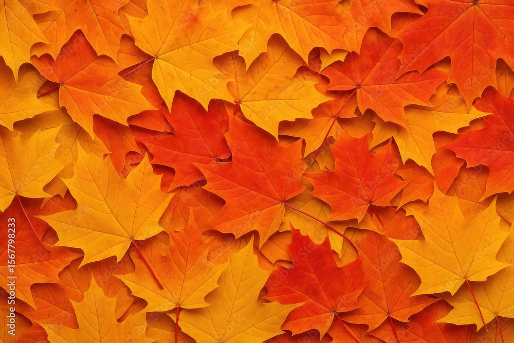 Vivid Fall Foliage with Bright Red Maple Leaves and Autumn Scene Vivid Fall Foliage with Bright Red Maple Leaves and Autumn Scene