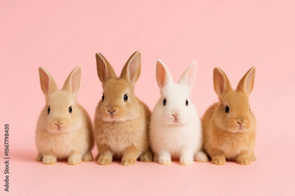 Obraz premium Easter celebration featuring pink bunnies