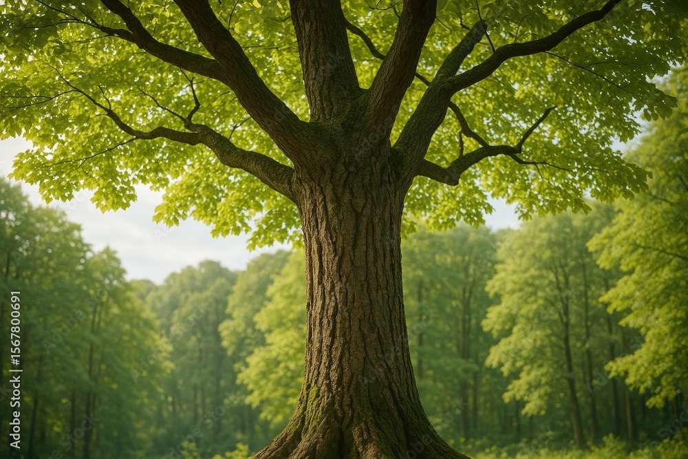 Fototapeta premium Detailed view of a tree in a lush forest setting