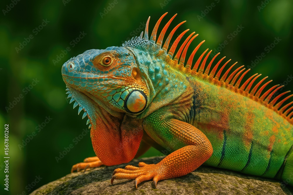 The vibrant iguana basking in the sunlight, its stunning colors mesmerizing the viewer. The vibrant iguana basking in the sunlight, its stunning colors mesmerizing the viewer.