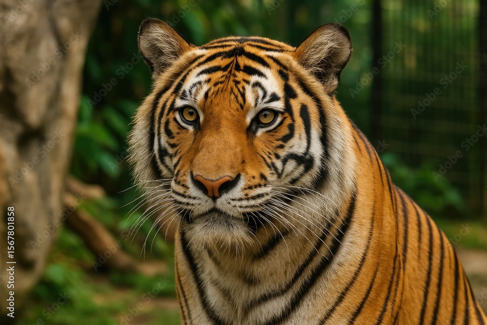 Fototapeta premium Detailed view of a tiger at the zoo