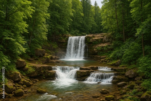 This collection features a waterfall captured within a protected natural reserve.