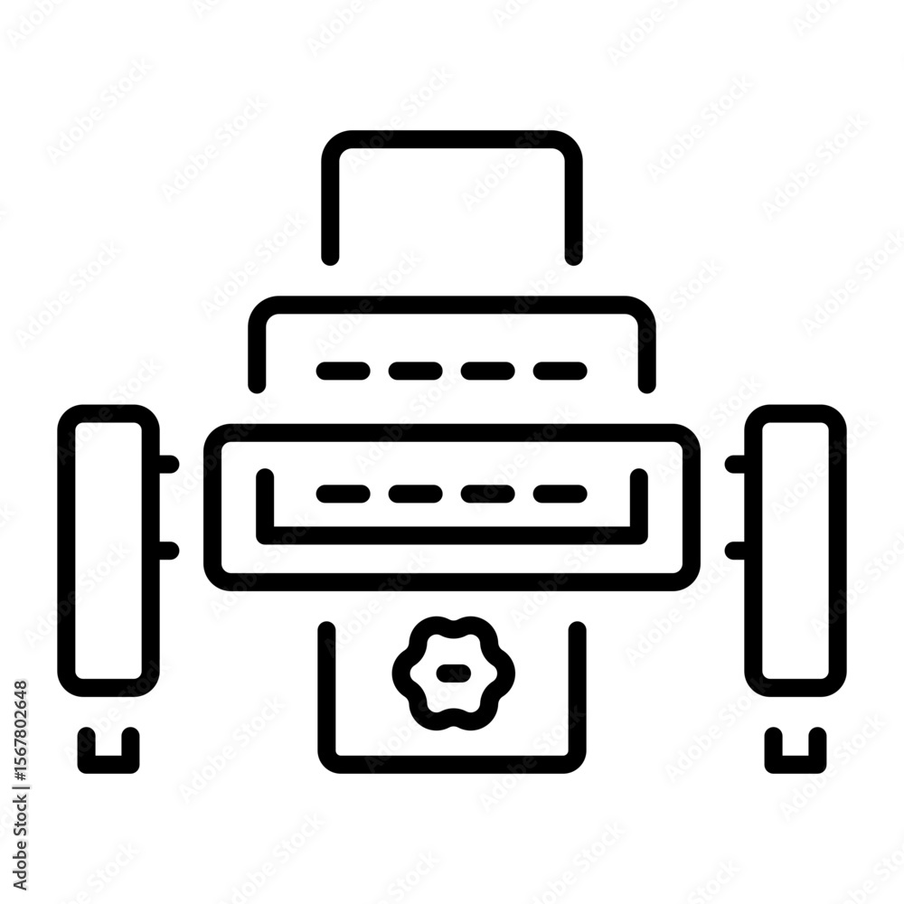 A linear style icon representing designing machine A linear style icon representing designing machine