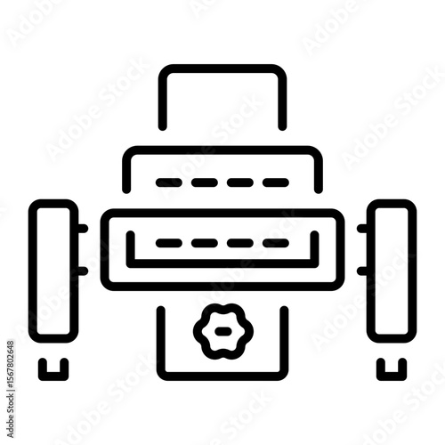A linear style icon representing designing machine