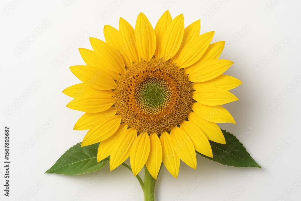 Obraz premium Bright yellow sunflower against a plain white backdrop