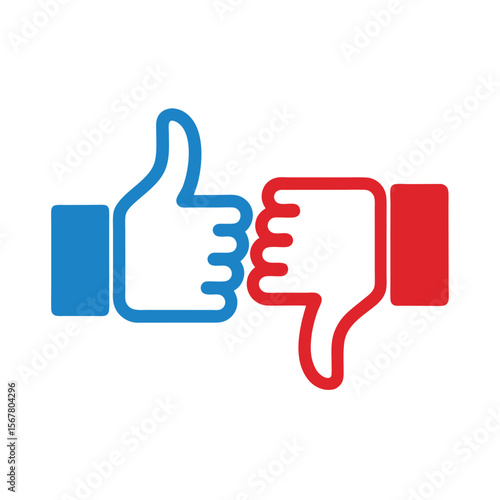 Blue thumbs up red thumbs down comparison vector
