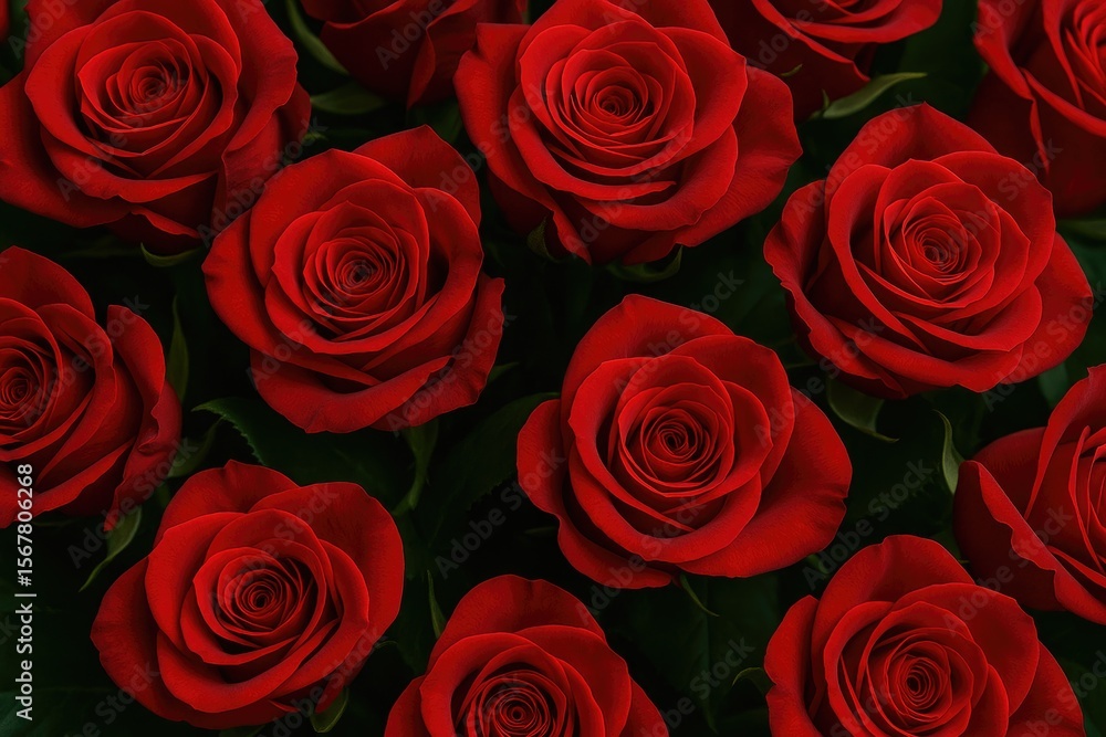 A Stunning Close-Up of Vibrant Red Roses in a Bouquet A Stunning Close-Up of Vibrant Red Roses in a Bouquet