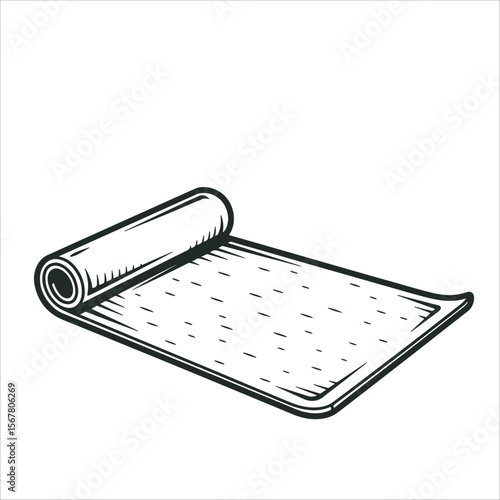  Pilates mat. Rolled Yoga Mat Illustration for Fitness and Wellness