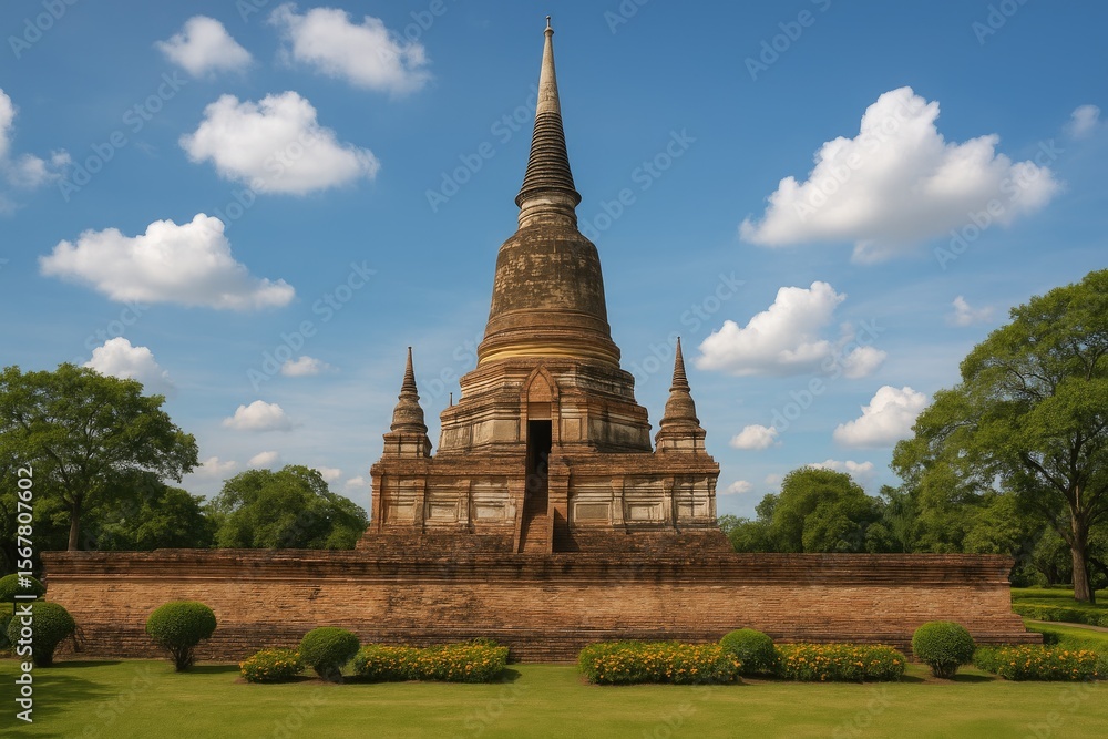 Fototapeta premium Garden surrounding a Buddhist Stupa