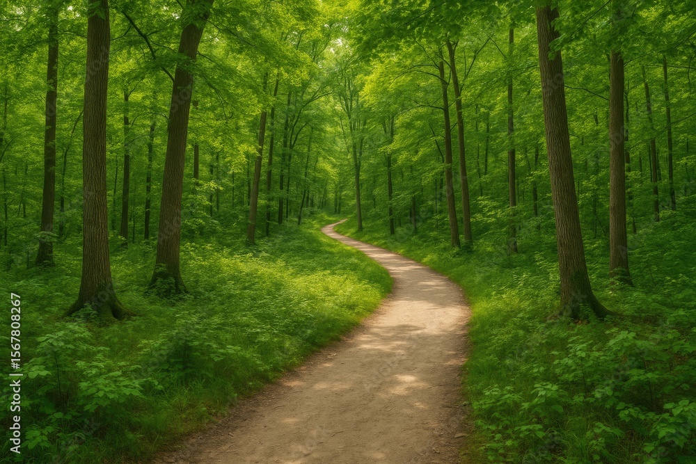 Naklejka premium Hiking paths amid wooded areas