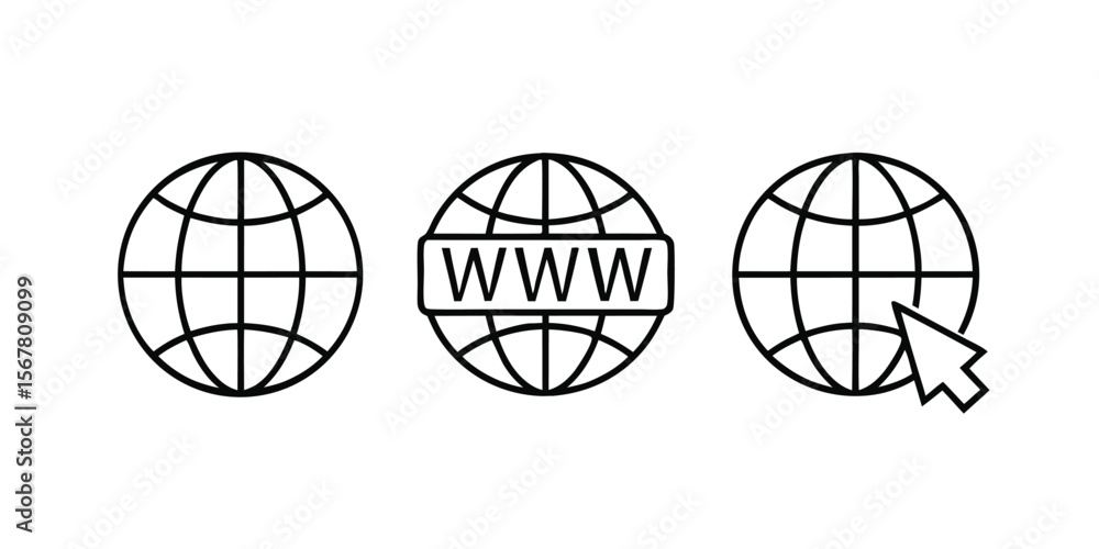 Fototapeta premium Globe icons with web and cursor internet