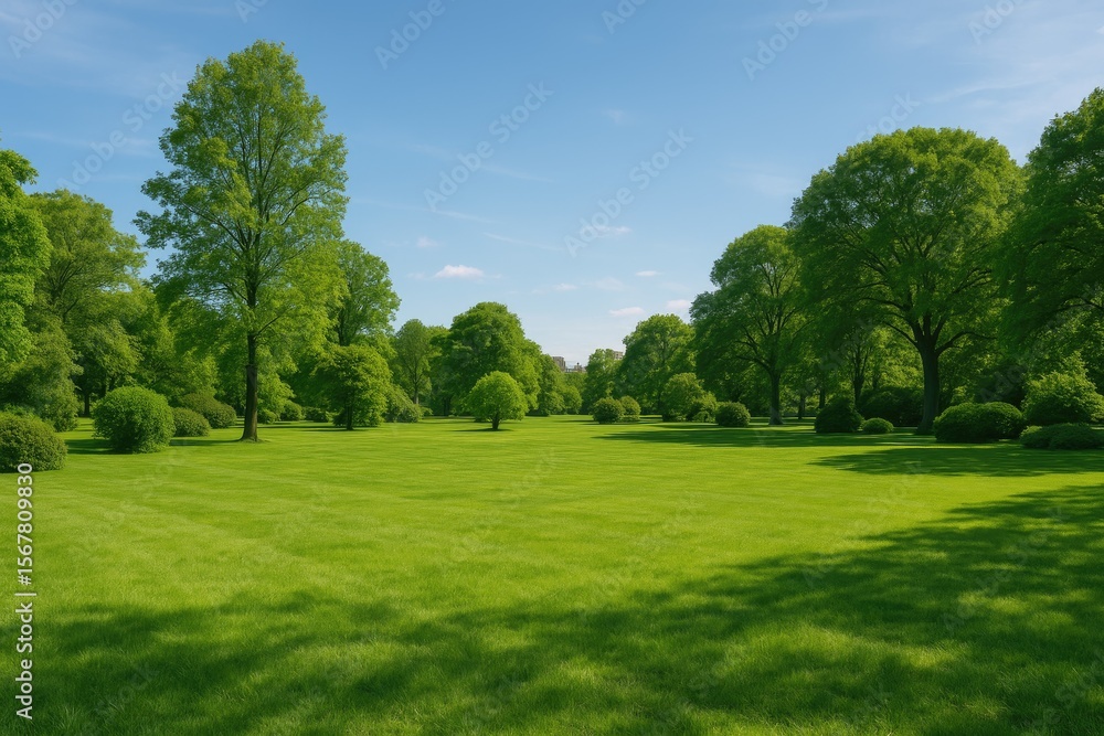 Naklejka premium Scenic view of lush park with natural greenery and plantings