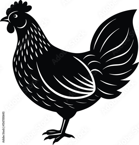 Simple silhouette icon of a chicken standing proudly