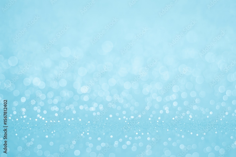 Abstract light blue backdrop featuring white bokeh effects Abstract light blue backdrop featuring white bokeh effects