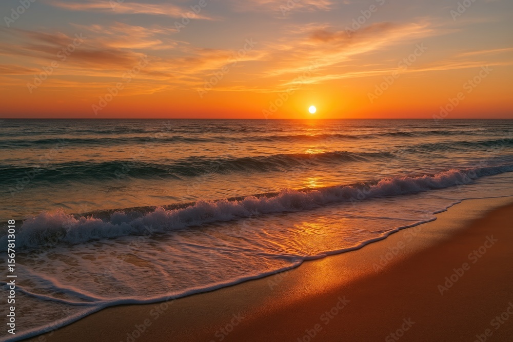 Obraz premium Stunning oceanfront shoreline during sunset