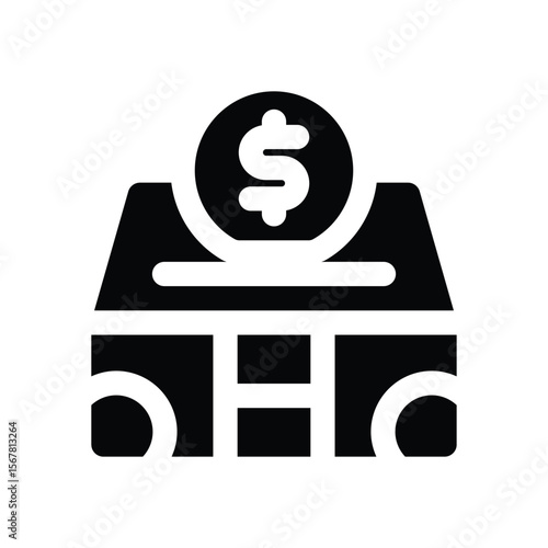 safe money glyph icon. Strong and solid vector icon for websites, mobile interfaces, presentations, and visual branding. High quality and easy to edit.