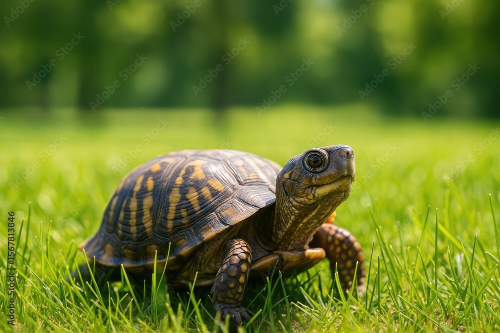 Obraz premium A reptile resting on lush greenery with an animal backdrop