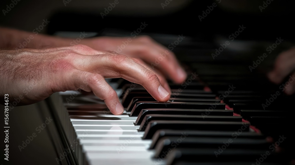 Obraz premium Close-up piano hands playing (1)
