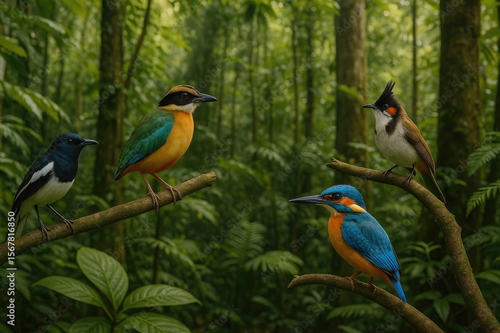 Obraz premium Avian species inhabiting a lush tropical jungle