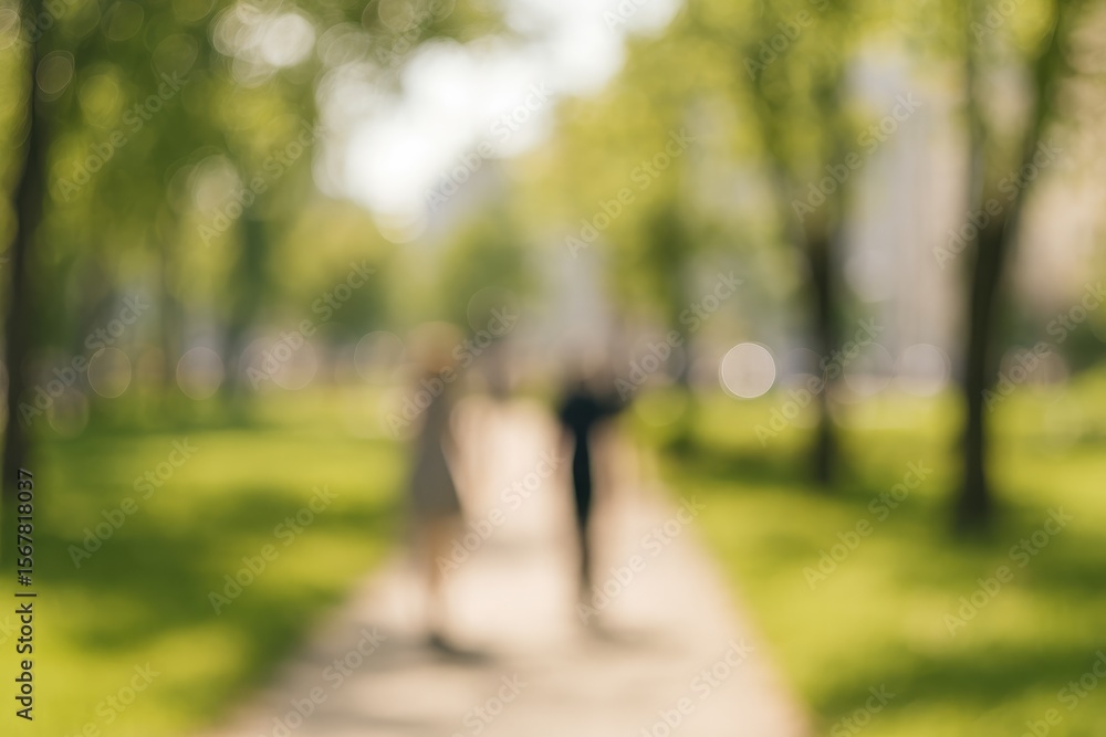 Obraz premium Abstract background with blurred city park scenery