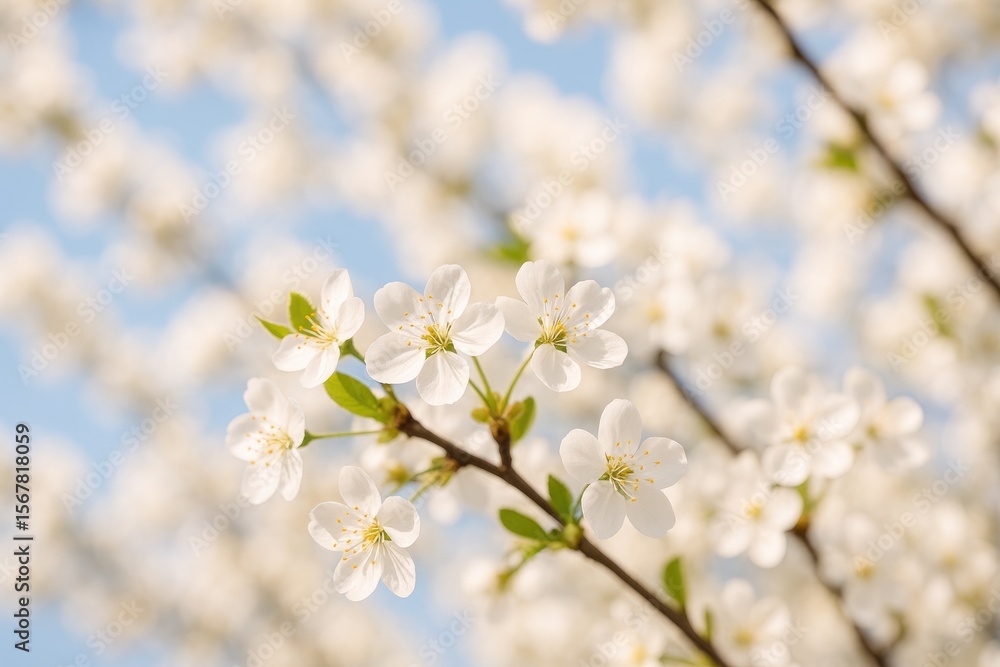 Stunning spring scene featuring delicate blossoms and gentle-focus floral and tree petals Stunning spring scene featuring delicate blossoms and gentle-focus floral and tree petals