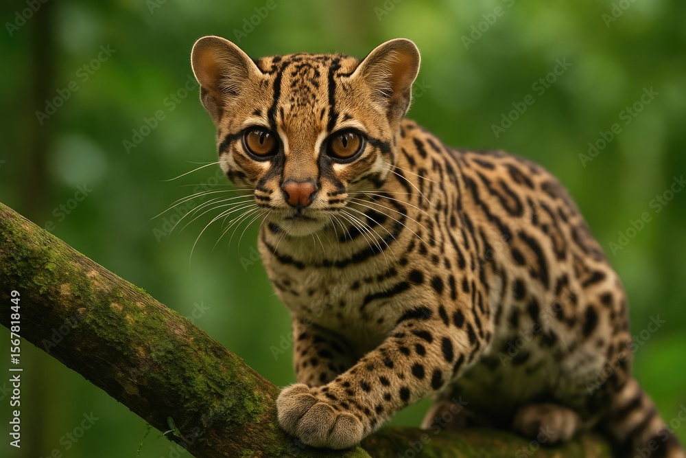 Elegant wild feline perched among the branches Elegant wild feline perched among the branches
