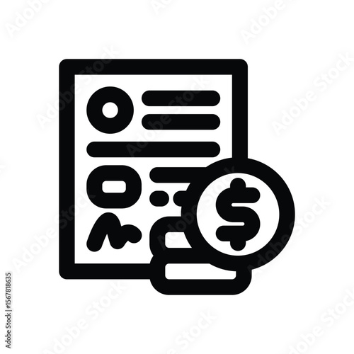 bill line icon. Clean and minimalist vector icon for websites, mobile apps, presentations, and logos. Fully scalable and customizable for any project.