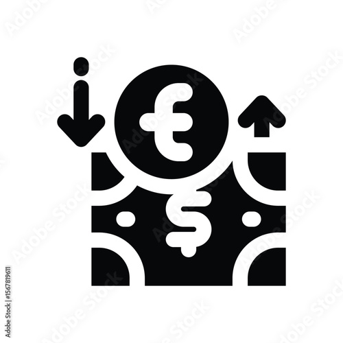currency exchange glyph icon. Strong and solid vector icon for websites, mobile interfaces, presentations, and visual branding. High quality and easy to edit.