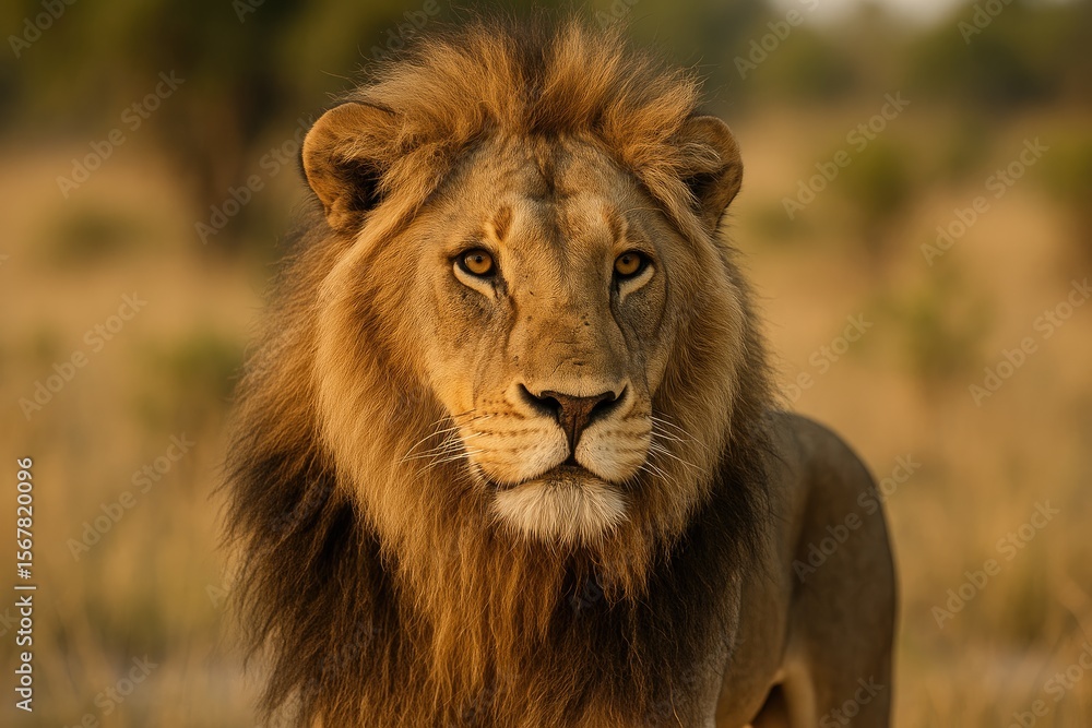 Obraz premium Male African lion in Savuti at Chobe National Park
