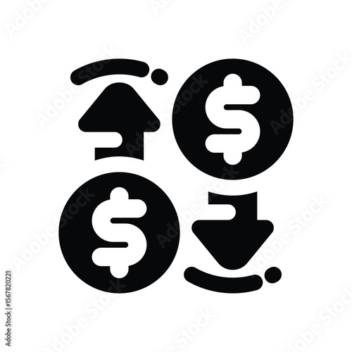 money flow glyph icon. Strong and solid vector icon for websites, mobile interfaces, presentations, and visual branding. High quality and easy to edit.