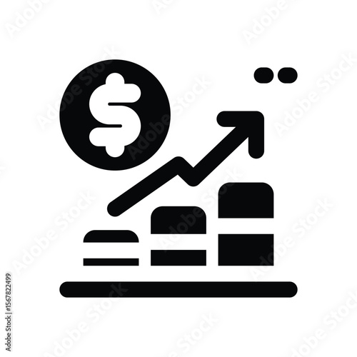 profit glyph icon. Strong and solid vector icon for websites, mobile interfaces, presentations, and visual branding. High quality and easy to edit.